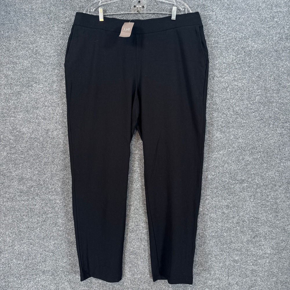 J. Jill Pants Women 2X Black Affinity French Terry Slim Leg Pull On Trousers NEW